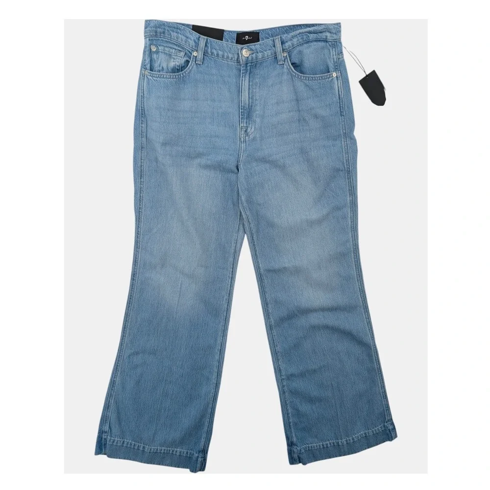 For All Mankind Modern Dojo Tailorless Jeans 31 Light Wash Wide Leg